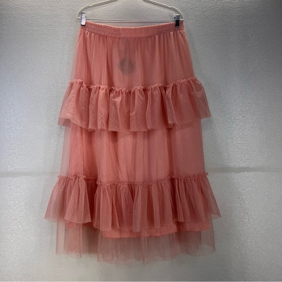 Tulle Skirts for Women - High Waisted A-line Tulle Skirt with Layered Ruffles XL - Picture 6 of 17